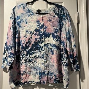 Talbots Cardigan Floral pink blue 3/4 sleeves woman’s 3X